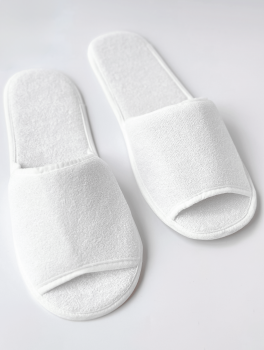 Kapcie hotelowe frotte PREMIUM odkryrte, białe (1 para)