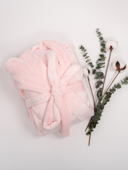 Szlafrok pluszowy ciepły różowy - L (48-50)