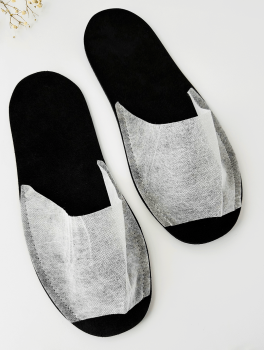 Kapcie hotelowe odkryte, czarno-białe (1 para)