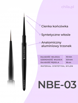 Pędzelek cienki do zdobień EXPERT 03 (0.9/10mm), Staleks PRO