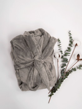 Szlafrok pluszowy ciepły truflowy - XL (50-52)