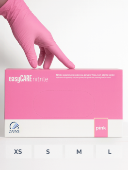 Rękawiczki nitrylowe bezpudrowe, easyCARE Pink (100 szt/op) M