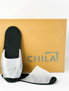 Kapcie hotelowe odkryte, czarno-białe (1 para)