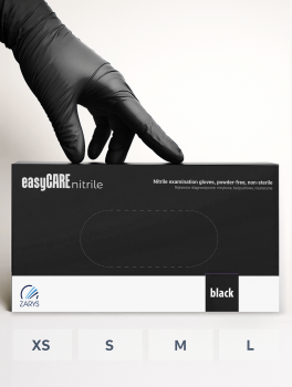 Rękawiczki nitrylowe bezpudrowe, easyCARE Black (100 szt/op) S
