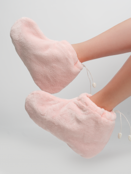 Skarpety kosmetyczne pluszowe do parafiny, różowe (1 para)