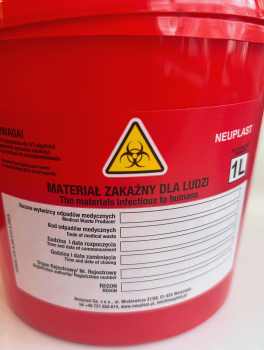 Pojemnik na odpady medyczne, czerwony (1L)