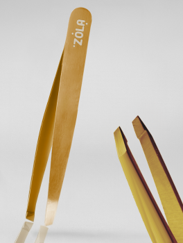 Pęseta do brwi skośna, Professional Tweezers Beveled GOLD, Zola