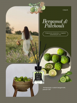 Patyczki zapachowe, Bergamot & Patchouli (100ml), Alya