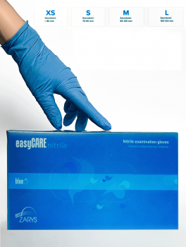 Rękawiczki nitrylowe bezpudrowe, easyCARE Blue (100 szt/op) XS