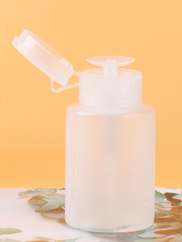 Biała buteleczka na płyny kosmetyczne z pompką, 150ml
