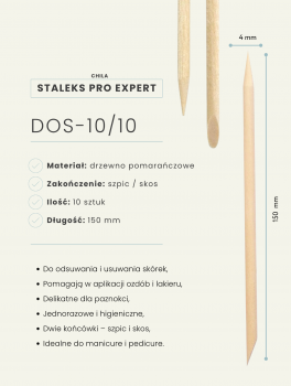 Patyczki drewniane do manicure EXPERT 150mm (10 szt), Staleks PRO