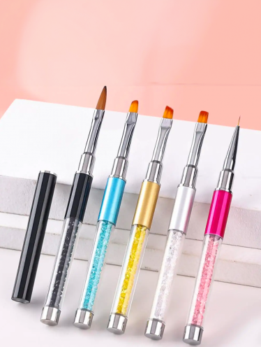 Zestaw pędzli do paznokci kolorowe z kryształkami 5 szt