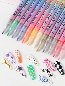 Pisaki do zdobień paznokci akrylowe, wielokolorowe (12 szt)