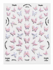 Naklejki na paznokcie samoprzylepne, motyle holograficzne (1 ark)