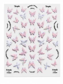 Naklejki na paznokcie samoprzylepne, motyle holograficzne (1 ark)