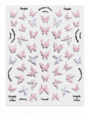 Naklejki na paznokcie samoprzylepne, motyle holograficzne (1 ark)