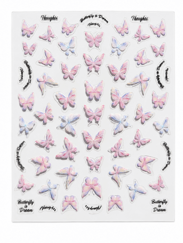 Naklejki na paznokcie samoprzylepne, motyle holograficzne (1 ark)