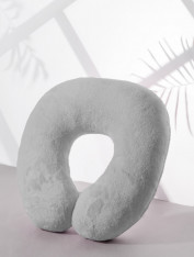 Poduszka pluszowa rogal zagłówek, szara