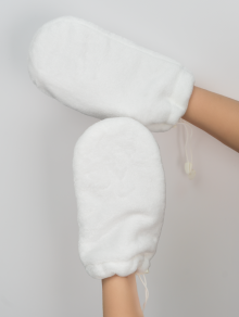 Rękawice kosmetyczne do parafiny pluszowe, białe (1 para)
