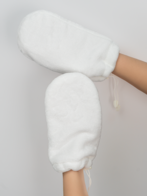 Rękawice kosmetyczne do parafiny pluszowe, białe (1 para)