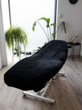 Pokrowiec na fotel, pluszowy, czarny (90x210cm) 300g/m²