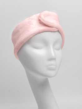 Opaska kosmetyczna do włosów pluszowa, różowa