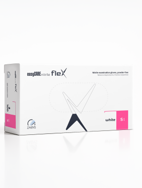 Rękawiczki nitrylowe bezpudrowe, easyCARE flex White (100 szt/op) S
