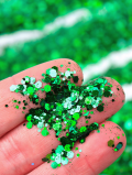Proszek brokatowy do zdobienia paznokci w woreczku zielony
