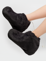 Skarpety kosmetyczne do parafiny pluszowe, czarne (1 para)