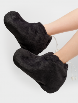 Skarpety kosmetyczne pluszowe do parafiny, czarne (1 para)