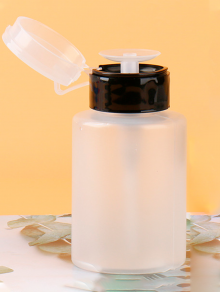 Buteleczka na płyny kosmetyczne z pompką, czarna (200ml)