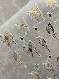 Naklejki na paznokcie samoprzylepne, motyle złote i srebrne (2 ark)