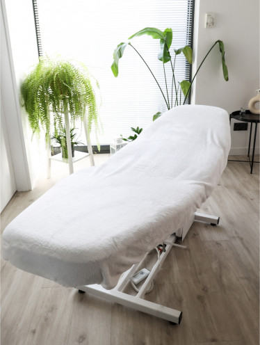 Pokrowiec na fotel kosmetyczny, pluszowy, biały (90x210cm)