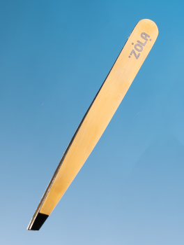 Pęseta do brwi skośna, Professional Tweezers Beveled GOLD, Zola