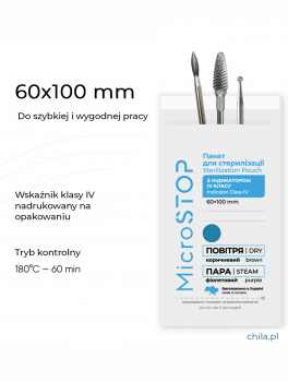 Torebki papierowe do sterylizacji, (60x100mm) 100 szt, MicroSTOP