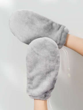 Rękawice kosmetyczne do parafiny pluszowe, szare (1 para)