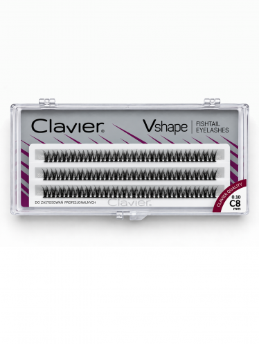 Kępki rzęs Fishtail, V-shape (C / 0.10 / 8), Clavier