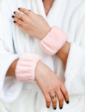 Opaski kosmetyczne na nadgarstki pluszowe, różowe (1 para)