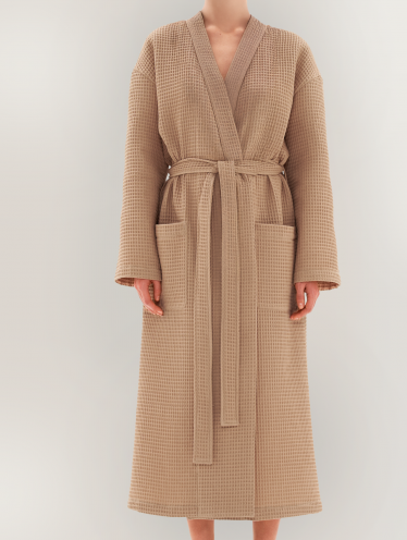 CHILA szlafrok WAFEL BEŻOWY M 46-48