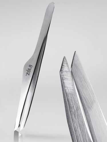 Pęseta do brwi skośna, Professional Tweezers Premium Series SILVER, Zola