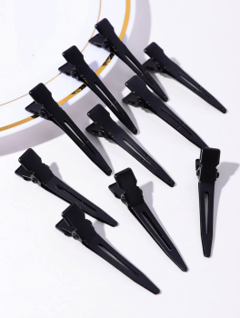 Klipsy fryzjerskie do włosów metalowe, czarne (10 szt)