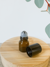 Butelka szklana brązowa roll on z nakrętką 1 ml