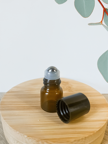 Butelka szklana brązowa roll on z nakrętką 1 ml