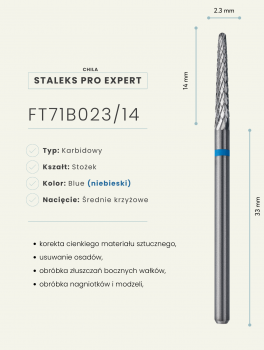 Frez z węglika spiekanego stożek 2.3mm, niebieski, Staleks PRO