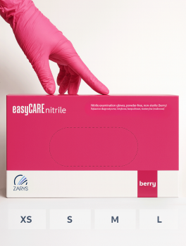 Rękawiczki nitrylowe bezpudrowe, easyCARE Berry (100 szt/op) S