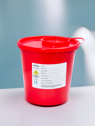 Pojemnik na odpady medyczne, czerwony (1L)